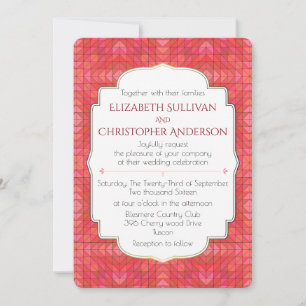 Invitation Triangles géométriques en rouge et rose pour un ma