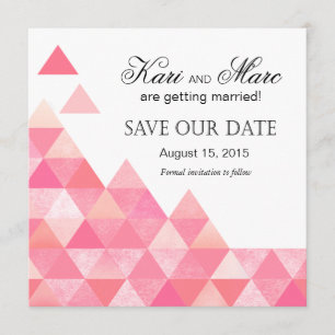 Invitation Triangles géométriques Enregistrer la date   mauve