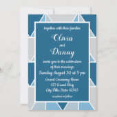 Invitation Triangles géométriques gris bleu Mariage moderne (Devant)