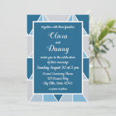 Invitation Triangles géométriques gris bleu Mariage moderne (Debout devant)