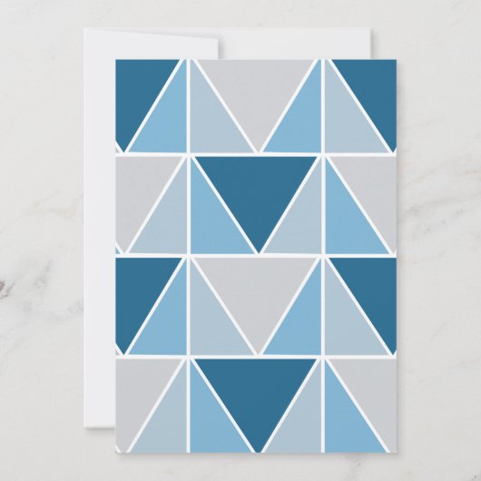 Invitation Triangles géométriques gris bleu Mariage moderne (Dos)