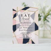 Invitation Triangles géométriques or élégant (Debout devant)