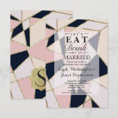 Invitation Triangles géométriques or élégant (Devant / Derrière)