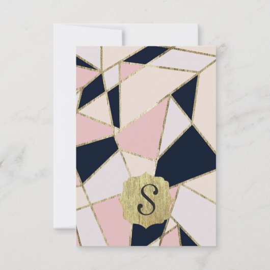 Invitation Triangles géométriques or élégant (Dos)