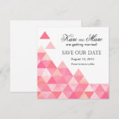 Invitation Triangles Géométriques Sauvegarder la Date | rose (Devant / Derrière)