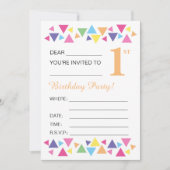 Invitation Triangles illusima, Arrière orange, 1ère fête (Devant)