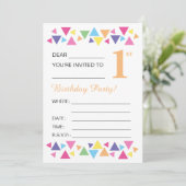 Invitation Triangles illusima, Arrière orange, 1ère fête (Debout devant)