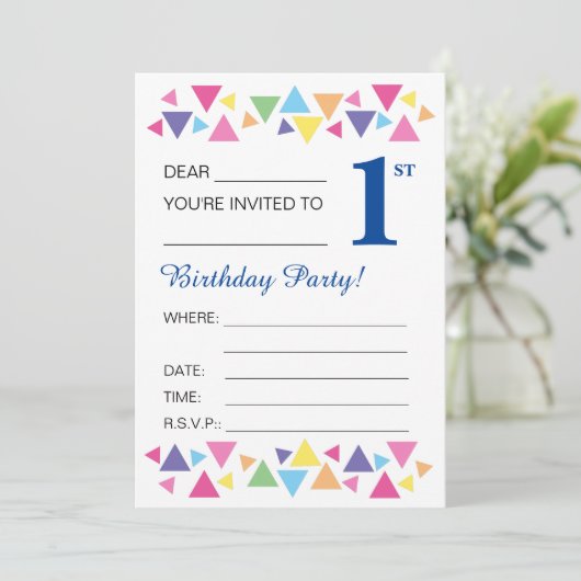 Invitation Triangles illusima, Dos Bleu foncé, 1er Parti (Debout devant)