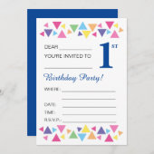 Invitation Triangles illusima, Dos Bleu foncé, 1er Parti (Devant / Derrière)