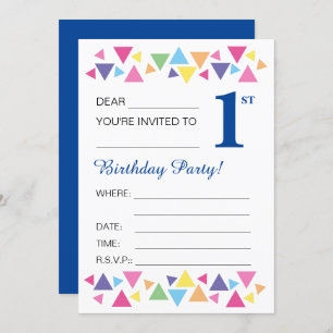 Invitation Triangles illusima, Dos Bleu foncé, 1er Parti