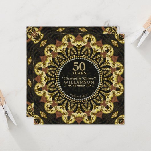 Invitation Tribal Batik Tournesol Fusion Terre Anniversaire  (Devant/Arrière en situation)