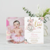 Invitation Tribal Boho Elephant Wild Un 1er Anniversaire Phot (Debout devant)