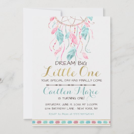 Invitation Tribal de Boho d'invitation d'anniversaire de (Devant)