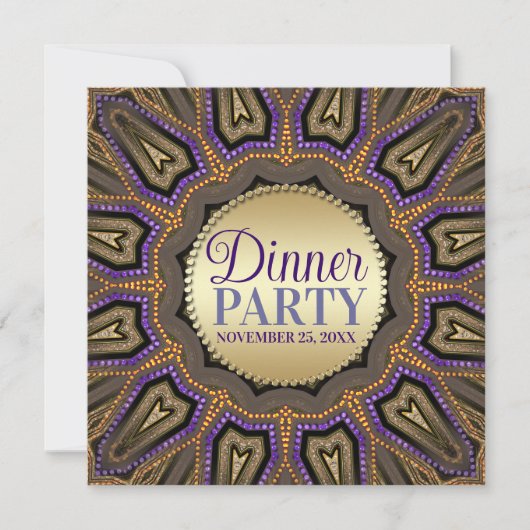 Invitation Tribal Earth Orange Purple Gold (Devant)
