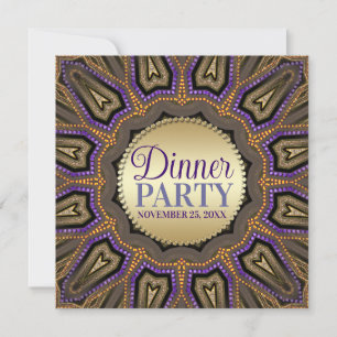 Invitation Tribal Earth Orange Violet Or Dinner Party