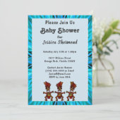 Invitation Tribal Fertility Dance Bleu Baby shower Abstrait (Debout devant)