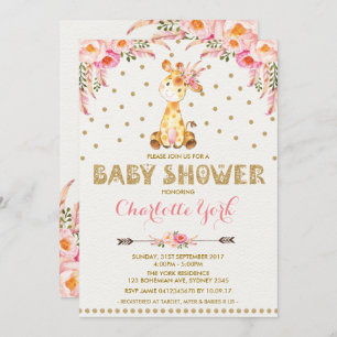 Invitation tribal floral de rose de baby shower de