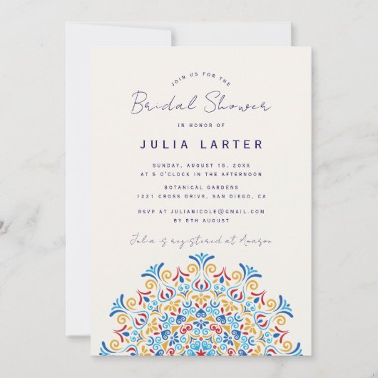 Invitation Tribal Folk Country Crest Mandala Bridal Shower (Devant)