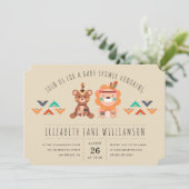 Invitation Tribal Safari Animaux Garçon Baby shower (Debout devant)