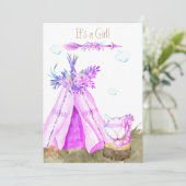Invitation *~* Tribal Teepee Boho Fox Woodland Forest Girl (Debout devant)