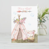 Invitation *~* Tribal Teepee. Boho Woodland Forest Girl Fox (Debout devant)