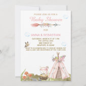 Invitation *~* Tribal Teepee. Boho Woodland Forest Girl Fox (Dos)
