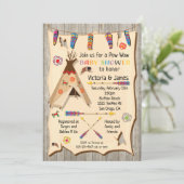 Invitation Tribal Teepee Pow wow Baby shower (Debout devant)