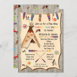 Invitation Tribal Teepee Pow wow Baby shower