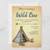 Invitation Tribal Teepee Wild One Premier anniversaire (Devant)