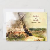 Invitation Tribal Tipi et Heart Arrow Boho Teepee Mariage (Devant)