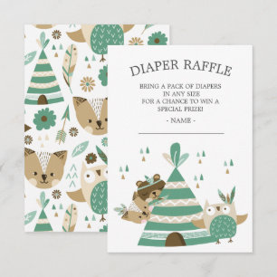 Invitation Tribal Woodland Wild Un Baby shower Déchets Raffin