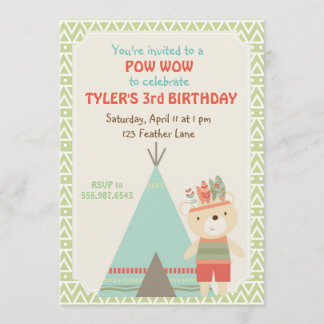 Invitation tribale d'anniversaire d'ours du