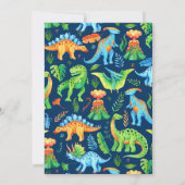 Invitation Tricératops Boy Dinosaur fête d'anniversaire bleu (Dos)