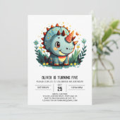 Invitation Triceratops Chic Dinosaur Boy Anniversaire (Debout devant)