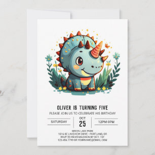Invitation Triceratops Chic Dinosaur Boy Anniversaire