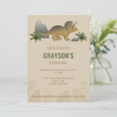 Invitation Triceratops Dinosaure Minimaliste Anniversaire Bei (Debout devant)