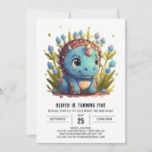 Invitation Tricératops Editable Dinosaur Boy Anniversaire (Devant)