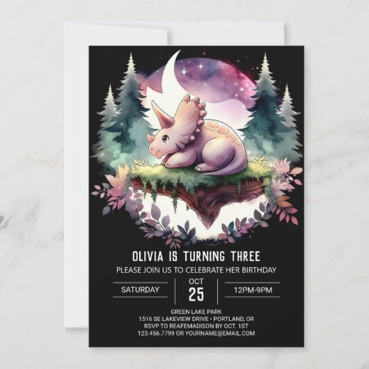 Invitation Tricératops Enchanted Printable Anniversaire (Devant)