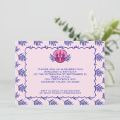 Invitation Tricératops Joli Dinosaure Rose fille Anniversaire (Debout devant)