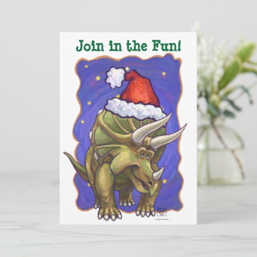 Invitation Tricératops Noël (Debout devant)
