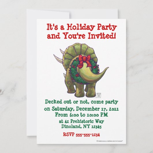 Invitation Tricératops Noël (Dos)