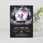 Invitation Tricératops numériques pour filles Anniversaire (Debout devant)