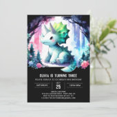 Invitation Tricératops pour enfants de Bohême Anniversaire (Debout devant)