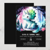 Invitation Tricératops pour enfants de Bohême Anniversaire (Devant / Derrière)