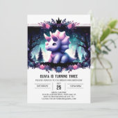 Invitation Tricératops Rustiques Boho Anniversaire (Debout devant)