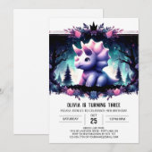 Invitation Tricératops Rustiques Boho Anniversaire (Devant / Derrière)