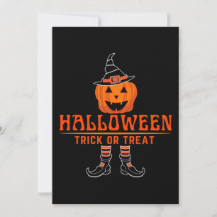 Invitation triche halloween ou traiter le citrouille
