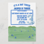 Invitation Trick du chapeau bleu de football, 3e anniversaire (Devant)
