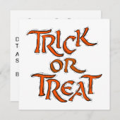 Invitation Trick Halloween ou Traiter les mots (Devant / Derrière)