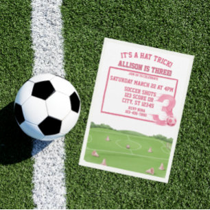 Invitation Trick hat soccer rose, 3e anniversaire